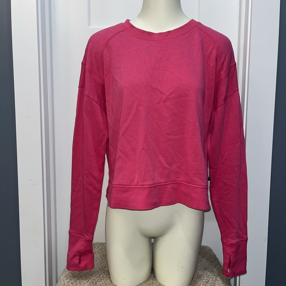 Sweaty Betty After Class Sweatshirt Hot Pink Pullover Sweater Crewneck Crop Sz 6